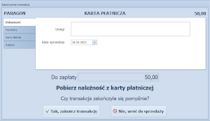 Kasa - Płatność kartą